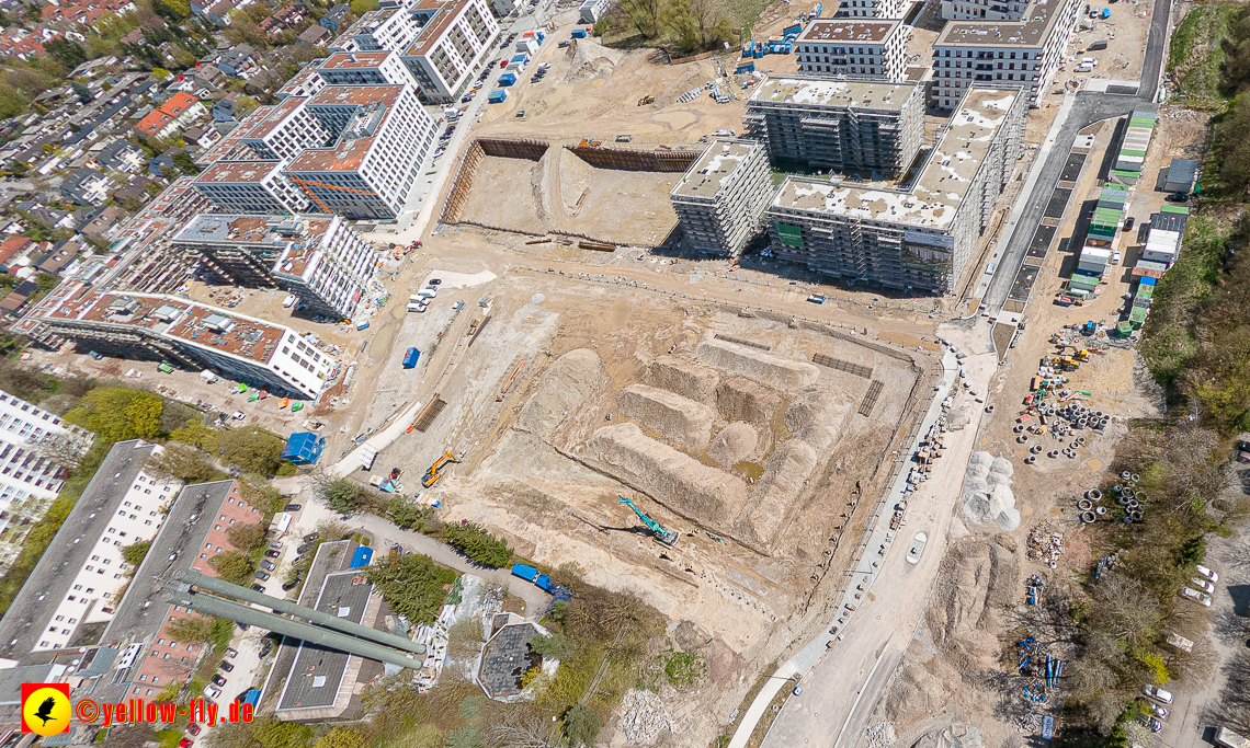 21.04.2023 - Luftbilder von der Baustelle Alexisquartier und Pandion Verde in Neuperlach